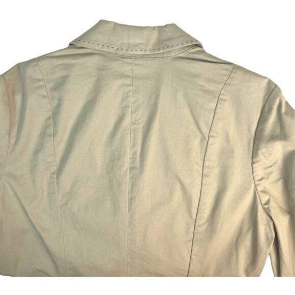 Anthropologie Tape Measure Topstitch Blazer Jacket Khaki Wide Cuff Tailored 12 - Picture 12 of 16